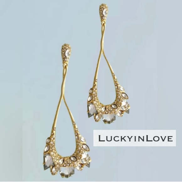ALEXIS BITTAR • Miss Havisham Jagged Diamond Gold Crystal Marquis Earrings - Picture 8 of 13